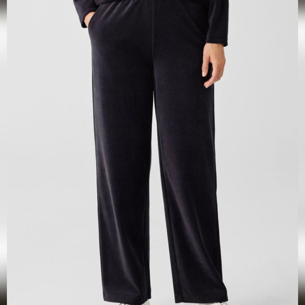 Eileen Fisher Women's Organic Cotton Velour Straight Black Pant Small